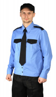 АКЦИЯ!!! Рубашка Охранника на резинке длинный рукав голубая с черным 