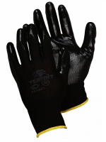 Перчатки нейлоновые с полиуретановым покрытием, 1/2 облив, черные с черным