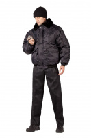 Куртка Полюс Охрана, утепленная, укороченная черная, оксфорд