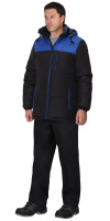 Куртка Сириус-ДРАЙВ утепленная, на меху, черная с васильковым