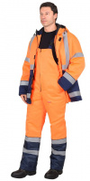 Костюм утепленный Магистраль-3, куртка/полукомбинезон, темно-синий/оранжевый, ткань Грета