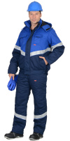 Костюм Сириус-Навигатор утепленный, укороченная куртка/полукомбинезон, темно-синий с васильковым СОП