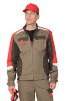 Куртка Сириус-Фаворит-Мега укороченная, цвет светло-коричневый/темно-коричневый/красный СОП