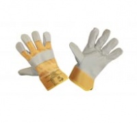 Перчатки кожаные комбинированные белые/желтые