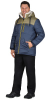 Куртка Сириус-ДРАЙВ утепленная,  на меху, синяя/олива