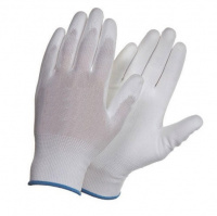 Перчатки нейлоновые с полиуретановым покрытием 1/2 облив, белые с белым