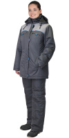 Костюм Сириус-ФАВОРИТ утепленный женский, куртка/брюки, цвет: тёмно-серый/светло-серый/голубой