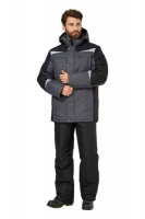 Куртка рабочая мужская зимняя ДЭЛФ темно-серая с черным с СОП