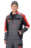 Куртка Сириус-Фаворит-Мега укороченный, цвет серый/черный/красный СОП