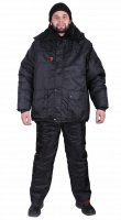 Куртка Охранник утепленная, удлиненная черная, оксфорд