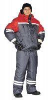 Костюм СТИМ утепленный куртка/полукомбинезон, серый с красным
